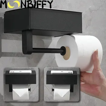 Настенный черно-белый держатель для туалетной бумаги, держатель для салфеток, Рулонный держатель с ящиком для хранения салфеток, аксессуары для ванной комнаты