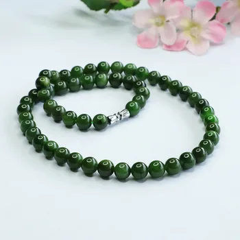 Натуральный Нефрит, ожерелье из зеленого Нефрита, женские ювелирные украшения из Целебных драгоценных камней, Чокеры из натурального Нефрита, Ожерелья из натурального Нефрита