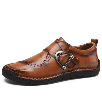 Новая осенняя повседневная обувь, мужские кожаные туфли на плоской подошве, туфли на шнуровке, простая стильная мужская обувь, Обувь для отдыха больших размеров для мужчин
