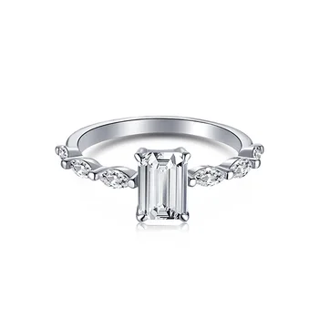 Новое кольцо из стерлингового серебра 925 пробы, женское кольцо с квадратным бриллиантом из циркония 5A, свадебные модные украшения