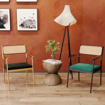 Обеденные стулья из ротанга в скандинавском стиле в стиле ретро для кухонной мебели, дома, современного простого ресторана, стола и стула для отдыха, Bakcrest Cafe Chair