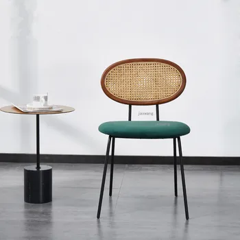 Обеденный стул из ротанга в скандинавском стиле Минималистичный домашний кухонный стул с креативной спинкой Дизайнерские обеденные стулья для ресторана в стиле ретро TG