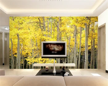 Обои Papel de parede на заказ ярко-желтая картина маслом дерево гостиная ТВ фон настенная роспись декоративная живопись