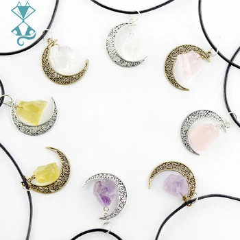 Ожерелье из натурального камня в готическом стиле, Подвеска для мужчин, Подвеска из Лунного камня Для женщин, ожерелье из натурального хрусталя, Цепочка для свитера