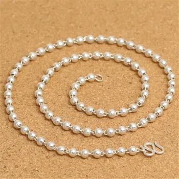 Ожерелье-цепочка из стерлингового серебра 925 пробы Женские цепочки с застежкой 3 мм, 4 мм, 5 мм, от 20 до 32 дюймов