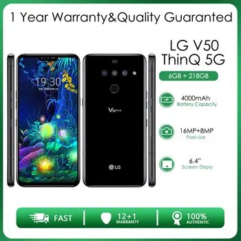 Оригинальный разблокированный смартфон LG V50 ThinQ 5G с одной Sim-картой, 6 ГБ оперативной памяти + 128 ГБ восьмиядерного 16MP 6,4 