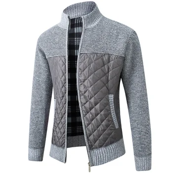 Осень-зима 2022, новая мужская куртка, приталенная куртка на молнии с воротником-стойкой, мужская однотонная толстая теплая куртка, мужской свитер