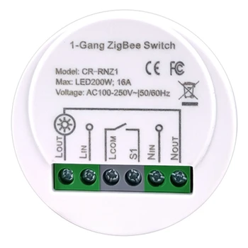 Пластиковый переключатель энергетического монитора Zigbee 16A 90-250 В переменного тока Приложение Tuya Smart Life Работает с Alexa Для Голосового Управления Google Home