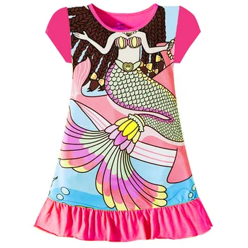 Платья для сна для девочек от 4 до 8 лет, Летняя детская одежда с принтом Русалки, Хит продаж, Детские платья для домашней одежды