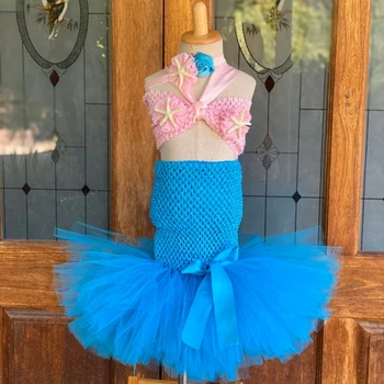 Розово-бирюзовые платья-пачки принцессы-русалки, костюм-пачка для косплея Русалки, костюм для дня рождения под водой, реквизит для фотосессии, платья на Хэллоуин