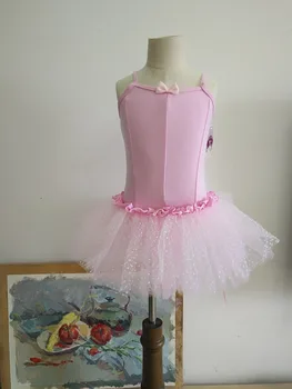 Розовое / фиолетовое Балетное платье без рукавов, танцевальный костюм-пачка Балерины, Детская хлопковая балетная одежда, Детские балетные платья для девочек