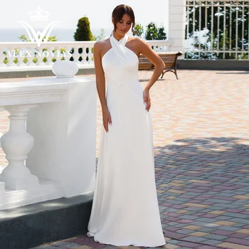 Свадебное платье Трапециевидной Формы ALEX NOVIAS, Высококачественное Изящное Атласное Свадебное платье 2023 С Круглым Вырезом И Открытой Спиной, Драпированное Vestidos Novias De Saten