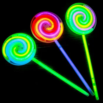 Светящиеся палочки Kawaii Lollipop, игрушка-спиннер; Светящиеся в темноте светящиеся палочки, сувениры для вечеринок, флуоресцентные украшения для вечеринок