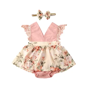 Симпатичные 2шт Розовые ползунки для новорожденных девочек, платье-пачка, комбинезон, наряды, одежда