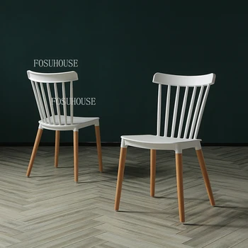 Скандинавская мебель для дома пластиковые обеденные стулья Креативный Дизайнерский обеденный стул для переговоров Простая пластиковая спинка для балкона