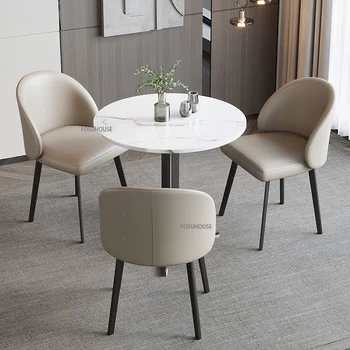 Скандинавская мебель, Простые Кожаные обеденные стулья для столовой, Светлая Роскошная кухня, рабочий стол в отеле, Дизайнерское кресло для приема гостей