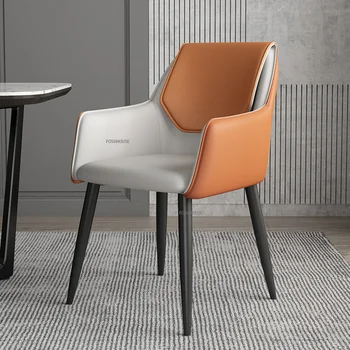 Скандинавский обеденный стул для домашней мебели Современное простое кожаное кресло с мягкой спинкой-мешком, легкие роскошные стулья для столовой отеля