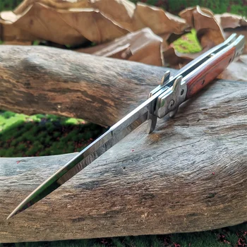 Складной нож итальянской мафии, Тактический карманный нож с деревянной ручкой, Высококачественный Фруктовый нож для выживания на открытом воздухе, зеркальное лезвие из стали 8CR13