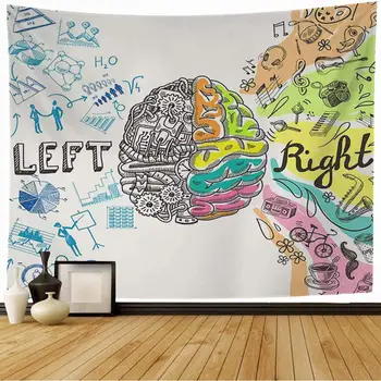 Современный гобелен с ярким изображением мозга, гобелен с левой и правой логикой, креативный гобелен с неврологией, настенный декор для спальни, гостиной, общежития