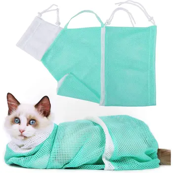 Фиксированная сумка для купания кошек и собак, Съемный Маникюр для домашних животных, сумка для защиты от царапин, Регулируемый шнурок, Дышащие Товары для домашних животных