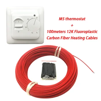 фторопласт 100 м 12 к с термостатом, может поставляться из России, красный инфракрасный кабель для теплого пола из углеродного волокна Minco Heat