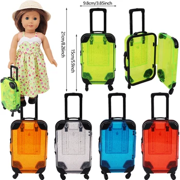 Цветной прозрачный чемодан для американской куклы 18 дюймов и куклы Реборн 43 см, аксессуары для кукольной одежды, чемодан для хранения игрушек