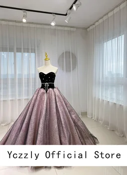 Черно-розовые вечерние платья 2023, бальное платье без рукавов, пышный жемчуг, бриллианты, арабское вечернее платье для выпускного вечера, E60