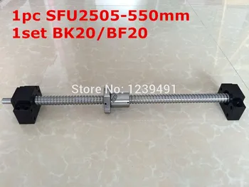 Шариковый винт SFU2505 - 550 мм с обработанным концом + опорные детали с ЧПУ BK20/BF20